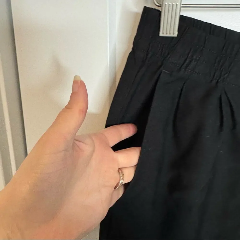 Madewell Drapey Track Trousers Cropped Pants Black Pull On Size Mediun